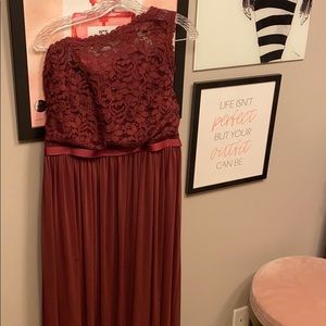 David’s Bridal Wine color bridesmaids dress